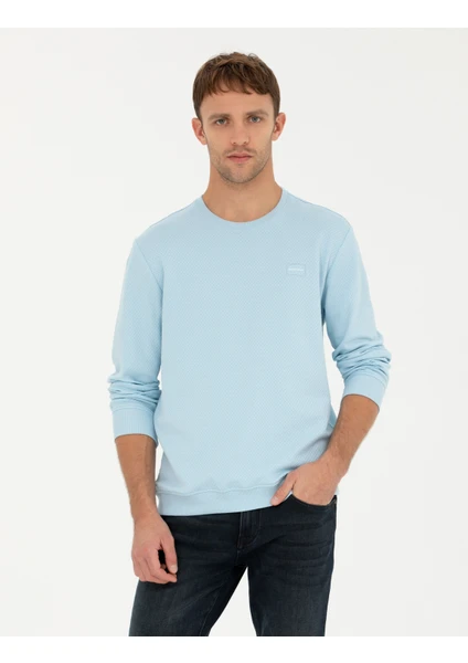 Pierre Cardin Erkek Açık Mavi  Regular Fit Bisiklet Yaka Sweatshirt 50279557-VR095