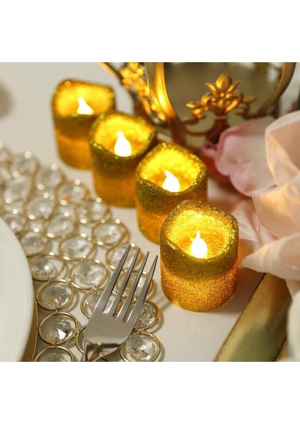 Yılbaşı Mumları 12 Adet Simli LED Işıklı Mum Kırmızı Gold Gümüş LED Mum Işıklı Mum Gün Işığı Işıklı fırsatları