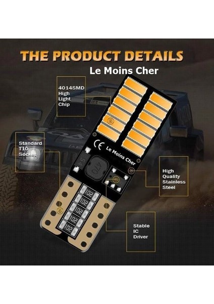 Plaka Parklar Için Canbus T10 Turuncu 12 LED Ampul Dipsiz (2 Adet)