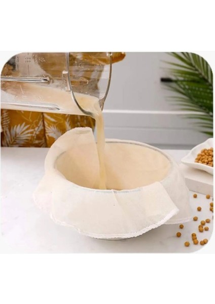 2'li Set Organik Çember Süzme Bezi Yıkanabilir Keten Bez Natural 40 cm & 60 cm