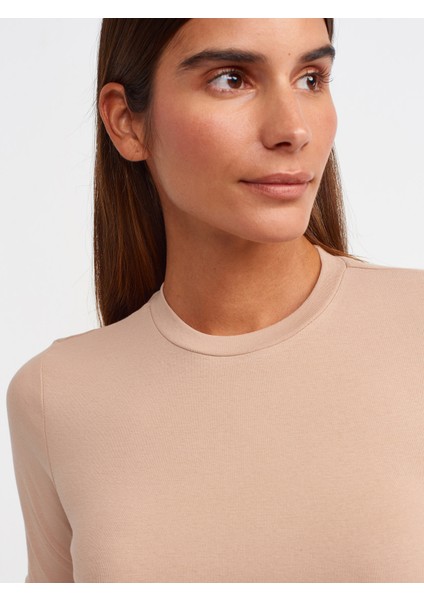 30349 Bisiklet Yaka Uzun Kollu Top-Bej fırsatları