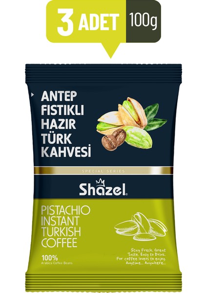 Antep Fıstıklı Hazır Türk Kahvesi 100 gr x 3 Adet