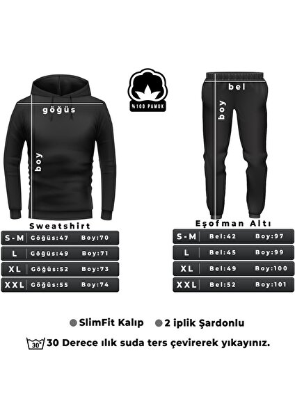 Only Trend Wear Unisex Fine Baskılı Bisiklet Yaka Eşofman Takımı