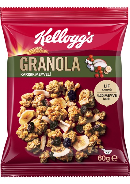 Granola 60 G x 15 Adet, Çikolata Parçacıklı ve Fındıklı, Kurutulmuş Meyveli, Beyaz Çikolatalı ve Antep Fıstıklı