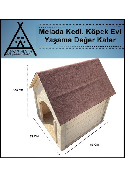 Melada Köpek Kulübesi Büyük Boy Ahşap 100X100X78 cm