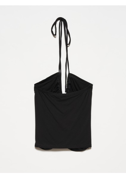 20709 Bağcıklı Crop Top-Siyah fiyatları