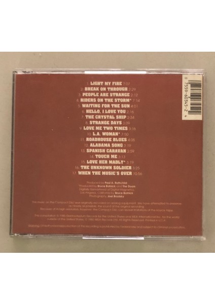 The Best Of The Doors CD (Orjinal Dönem Baskı) fiyatları