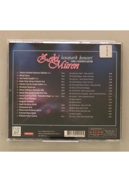Zeki Müren Lunapark Konseri Canlı Konser Kaydı CD (Orjinal Dönem Baskı)