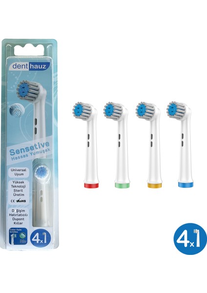 Süper Set Sensetive + 3D Maxcare Oral-B Uyumlu Diş Fırçası Başlıkları + Fırça Koruma Kapağı