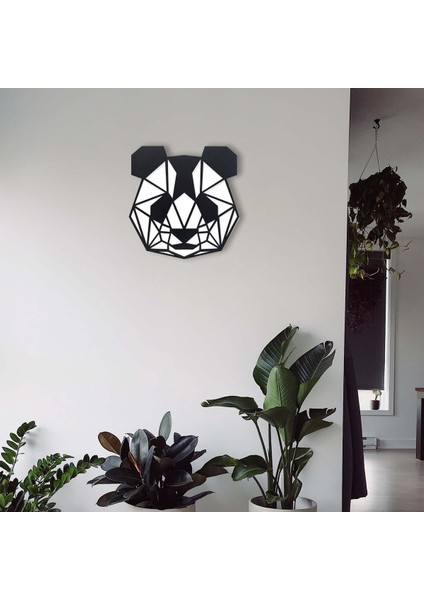 Dekoratif Geometrik 45 cm Panda Ahşap Tablo Duvar Dekoru