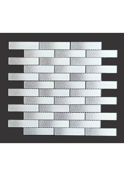 Mutfak Tezgah Arası Kristal Cam Mozaik. Cam ölçüsü: 23x98 mm. File ölçüsü: 30x30 cm. ( 1 Koli = 11 File Karo = 1 m2 Fiyatıdır )