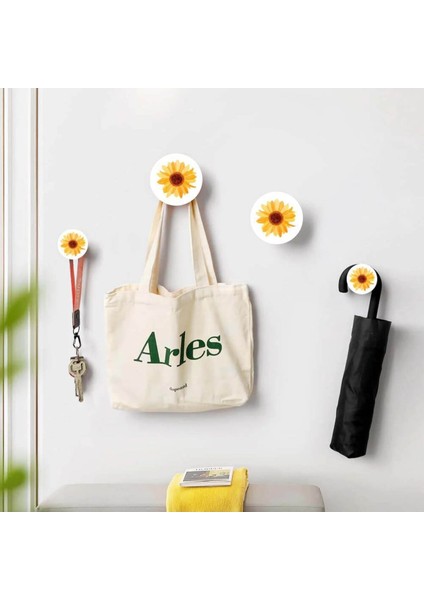 Dörtlü Yuvarlak Ayçiçeği Motif Ev Ofis Hol Duvar Askılık