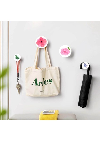 Dörtlü Yuvarlak Pembe Çiçek Ev Ofis Hol Duvar Askılık