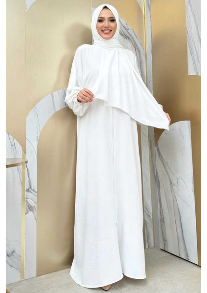 Şallı Namaz Elbisesi 3857 Ekru