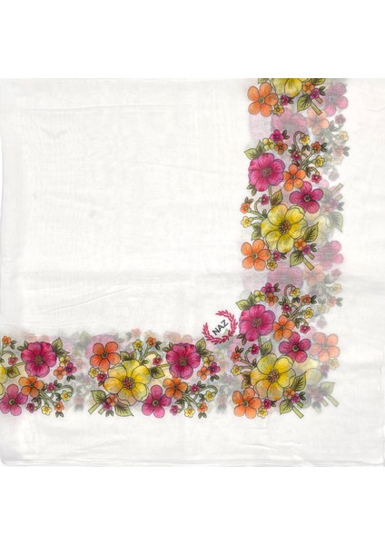 %100 Pamuklu Ortası Boş Kenarı Çiçekli Oyalanacak Yazma 100X100 cm Eşarp