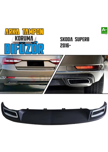 Skoda Superb Arka Tampon Difüzör Egzozlu Oem Stil 2016 Üzeri A+ Kalite