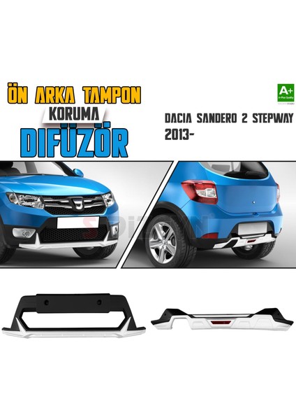 Dacia Sandero 2 Stepway Ön ve Arka Tampon Koruma Difüzör Seti 2013 Üzeri A+ Kalite
