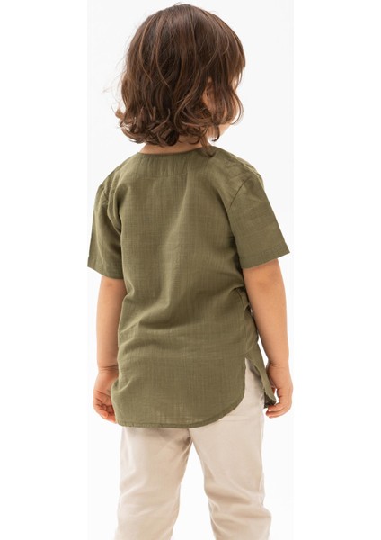 Kısa Kol Bisiklet Yaka Erkek Çocuk T-Shirt Haki