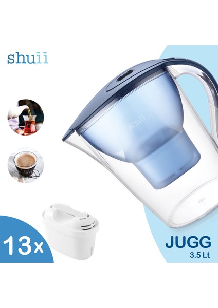 Jugg I Su Arıtma Sürahisi + 13 Adet Filtre I Pure+ ve Maxtra+ Filtreleri ile Uyumlu