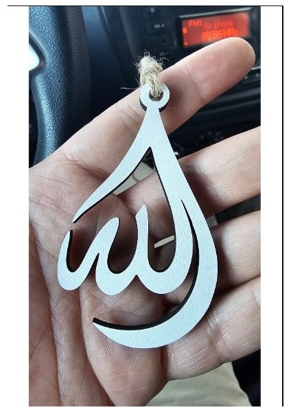 Ahşap Çift Taraflı Araba Süsü Altıgen Ayetel Kürsi Duası ve Nazar Duası Dikiz Aynası Süsü 6gen Dikiz Aynası