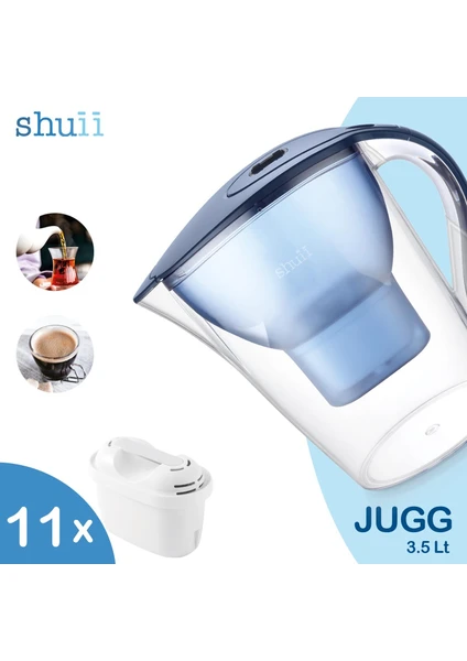 Jugg I Su Arıtma Sürahisi + 11 Adet Filtre I Pure+ ve Maxtra+ Filtreleri ile Uyumlu