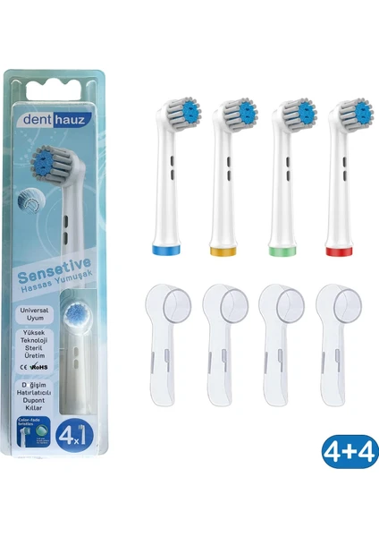 Sensetive - Ekstra Yumuşak Oral-B Uyumlu Diş Fırçası Başlığı + Fırça Koruma Kapağı