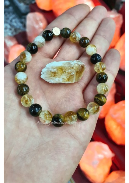 Doğal Taş ( Taş ) Unisex Kaplan Gözü, Sitrin Bileklik fiyatları