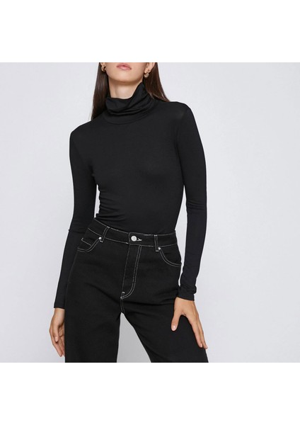 Kadın Boğazlı Uzun Kol Badi Bluz