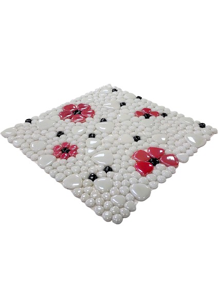 Mutfak Tezgah Arası ve Yaşam Alanlarının Tüm Yüzeyleri Için Çiçek Desenli Cam Mozaik. File Ölçüsü: 31.5X31.5 Cm. ( 1 Koli = 10 Karo File = 1m2 Fiyatıdır )