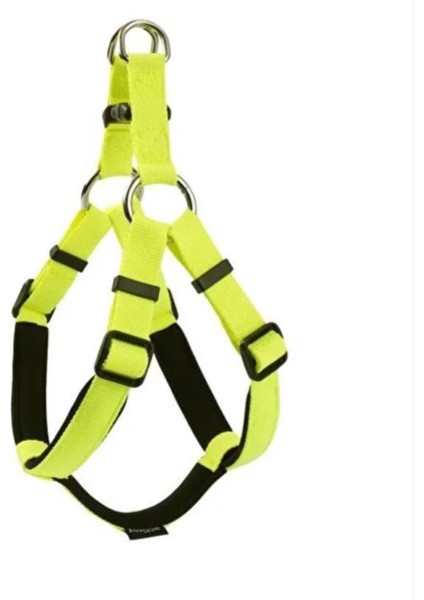 Köpek Göğüs Tasması Takımı Yumuşak Dokulu Destekli Neon Sarı Renk 2 cm