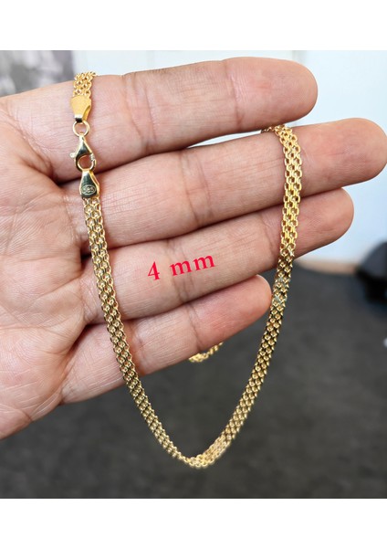 Forse Bismark Hasır Zincir 14 Ayar Gerçek Altın Zincir Kolye - Kalınlık: 4.00 mm - (585 Damgalı) - 50 cm modelleri