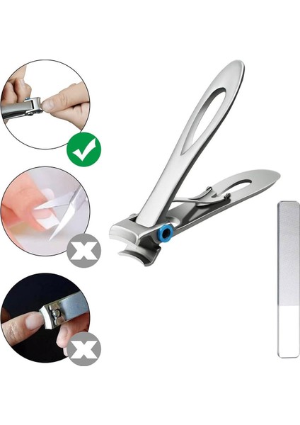 Extra Geniş Ağızlı Paslanmaz Törpü Hediyeli Tırnak Makası Büyük Boy Kalın Tırnak İçin fiyatları