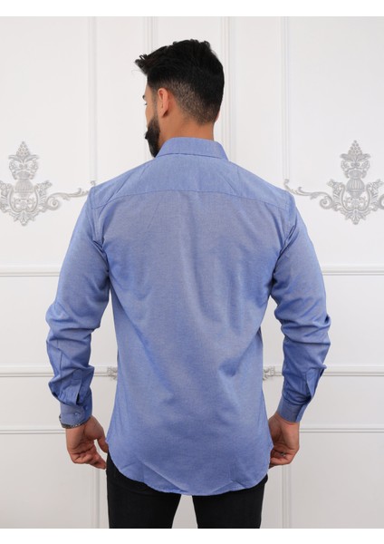 Collection BUZ MAVİ PAMUKLU REGULAR FİT DÖRT MEVSİM HEDİYE KUTULU UZUN KOLLU ERKEK GÖMLEK
