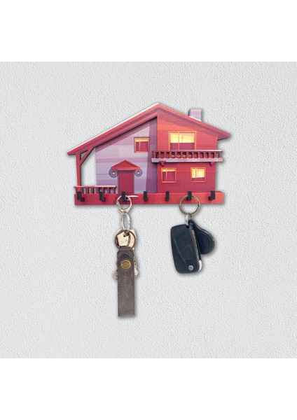 Dekoratif Kırmızı Müstakil Ev Temalı Anahtar Askısı Dekor fiyatları