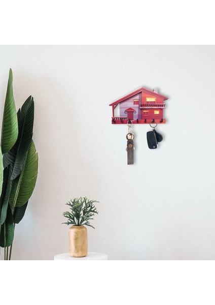 Dekoratif Kırmızı Müstakil Ev Temalı Anahtar Askısı Dekor modelleri
