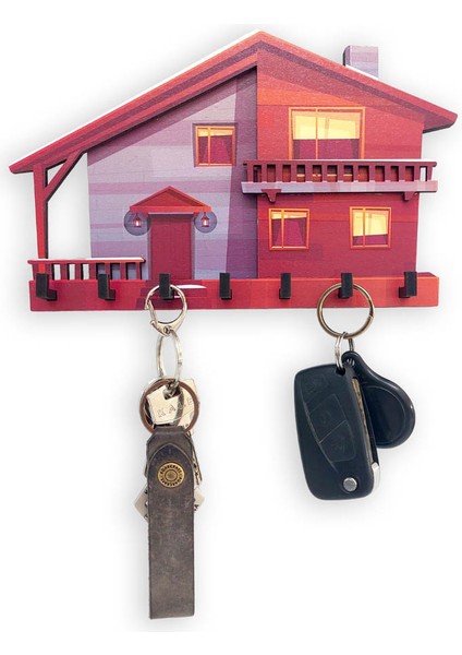 Dekoratif Kırmızı Müstakil Ev Temalı Anahtar Askısı Dekor fırsatları