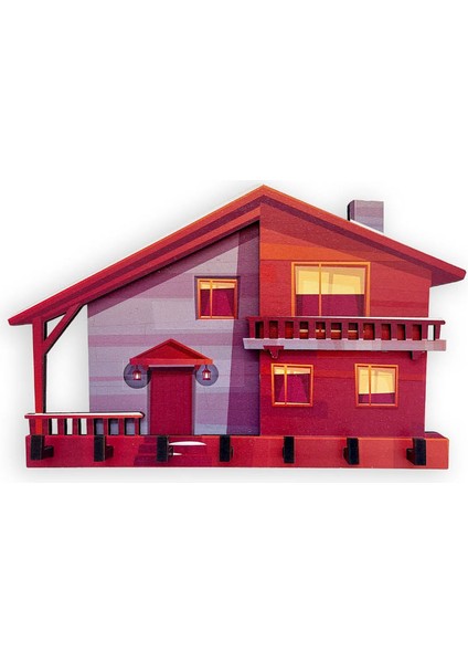 Dekoratif Kırmızı Müstakil Ev Temalı Anahtar Askısı Dekor indirimleri