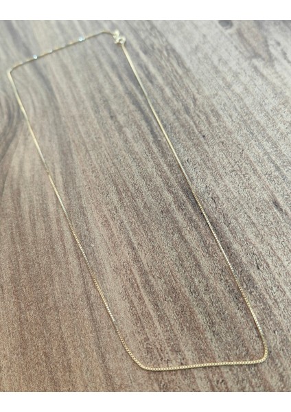 Küp Zincir 14 Ayar Gerçek Altın Zincir Kolye - Kalınlık: 0.80 mm (585 Damgalı) - 60 cm