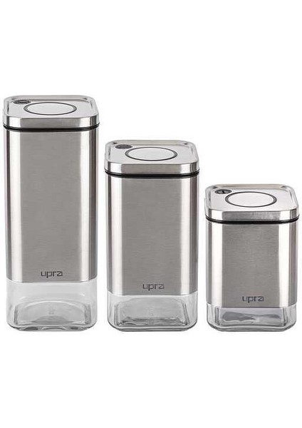 3 Parça Kare Cam Kavanoz Seti Jar 12503SET3PÇ