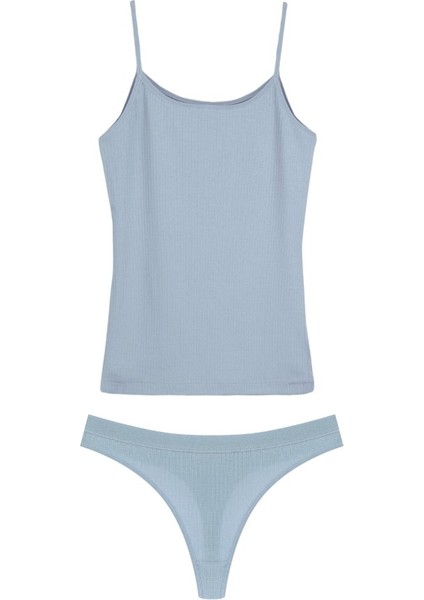 Pamuklu Fitilli Kadın Ince Askılı Atlet&tanga Külot Takım