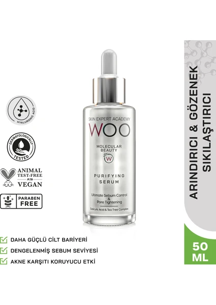 Woo Skin Expert Academy Cilt Kusurlarını Azaltma Etkili Akne Serum 50ml (Salicylic Acid+ Yeşil Çay Komplex)