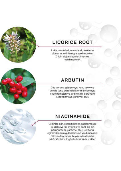 Licoelixir; Leke Karşıtı, Koyu Leke Karşıtı , Aydınlatıcı ve Eşit Cilt Tonu Etkili Bakım Serumu 50ml (Arbutin, Licorice Root ve Niacinamide İçerikli)