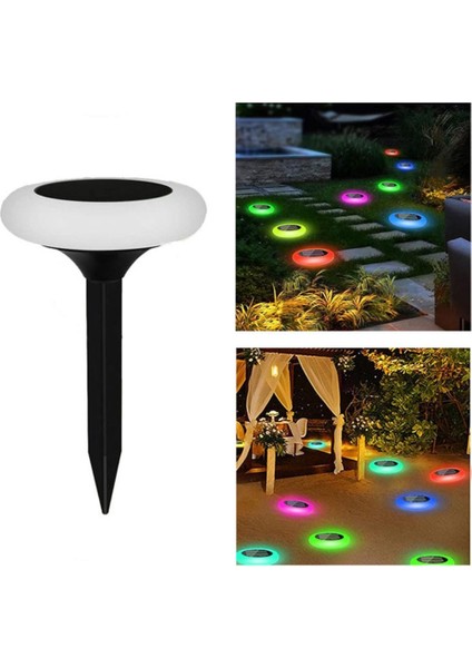 Teknoloji Güneş Enerjili Yuvarlak Saplamalı Rgb Çok Renkli Bahçe Aydınlama Lambası LED Işık Bahçe Süsü