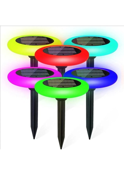 Teknoloji Güneş Enerjili Yuvarlak Saplamalı Rgb Çok Renkli Bahçe Aydınlama Lambası LED Işık Bahçe Süsü fiyatları