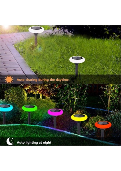 Teknoloji Güneş Enerjili Yuvarlak Saplamalı Rgb Çok Renkli Bahçe Aydınlama Lambası LED Işık Bahçe Süsü fırsatları