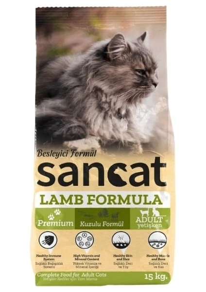 Sancat Yetişkin Kuzulu Kedi Maması 15 kg