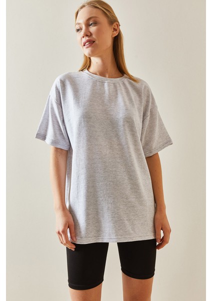 Gri Oversize Basic T-Shirt 3YXK1-47087-03