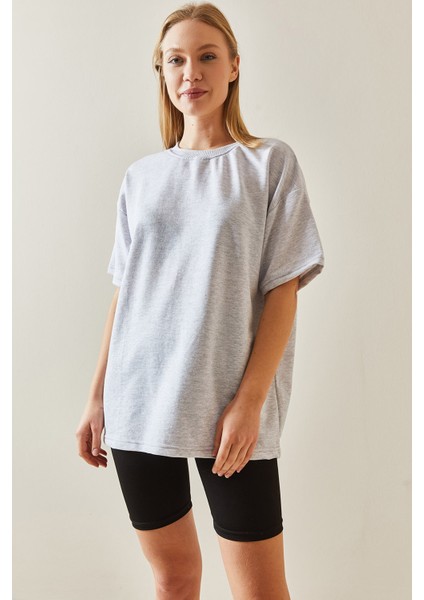 Gri Oversize Basic T-Shirt 3YXK1-47087-03 fiyatları