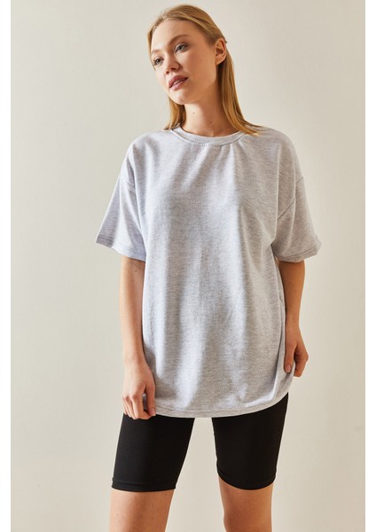 Gri Oversize Basic T-Shirt 3YXK1-47087-03 fırsatları