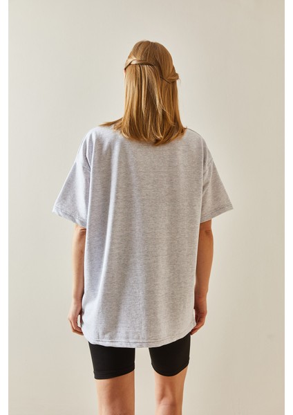 Gri Oversize Basic T-Shirt 3YXK1-47087-03 indirimleri